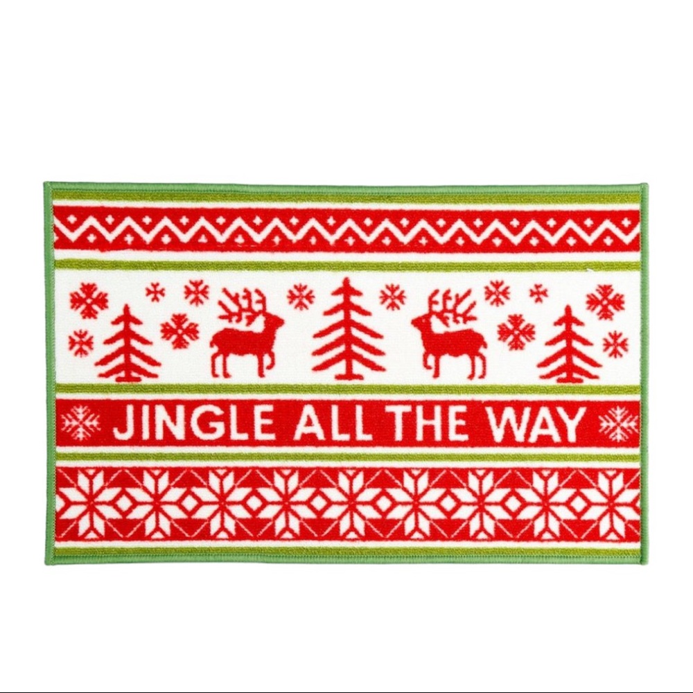 Jingle All The Way Woven 17x28” Christmas Non-Skid Scatter Accent Rug NWT